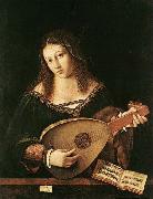BARTOLOMEO VENETO Woman Playing a Lute Spain oil painting artist